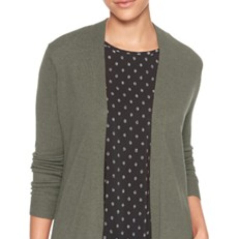 Reitmans Essential Long Open Cardigan cotton viscose color green sage  SZ small